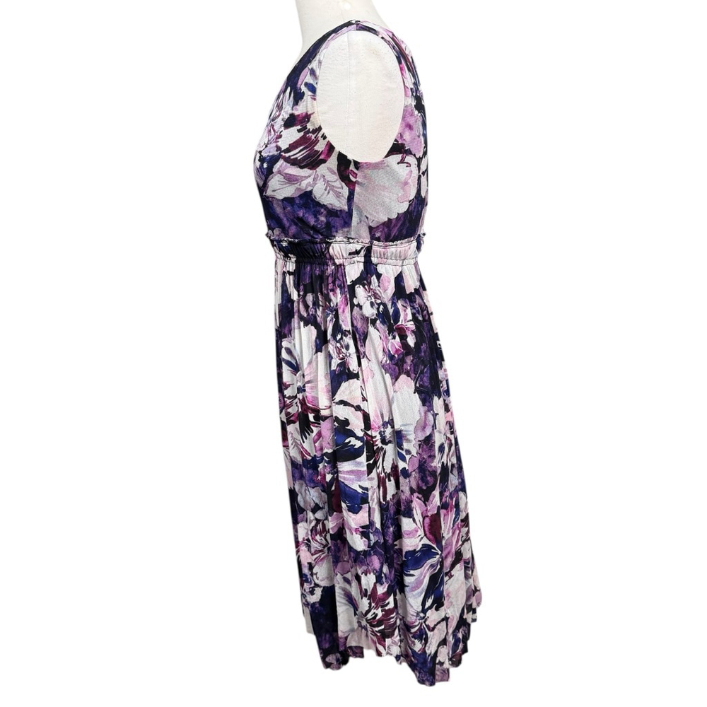 Simply Vera Vera Wang Floral Midi Dress Purple Sleeveless XS - Picture 5 of 8
